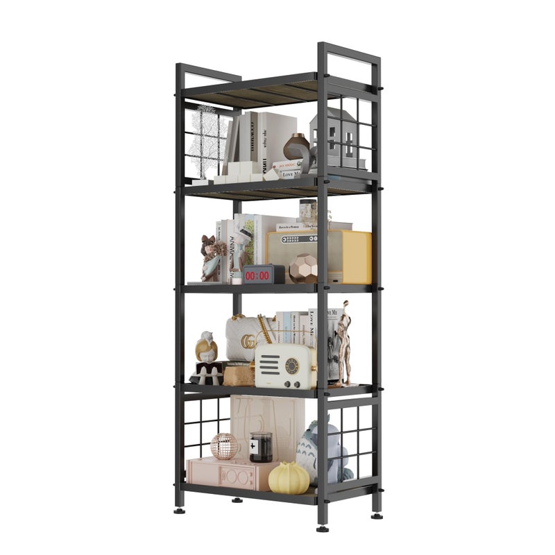 GIOTORENT 5Tier Pantry Shelves with Wooden Boards Heavy Duty Storage Shelves Book Shelf Adjustable Metal Shelving Unit for Kitchen Bathroom Laundry Organizer Sturdy RustResistant Black - Image 2