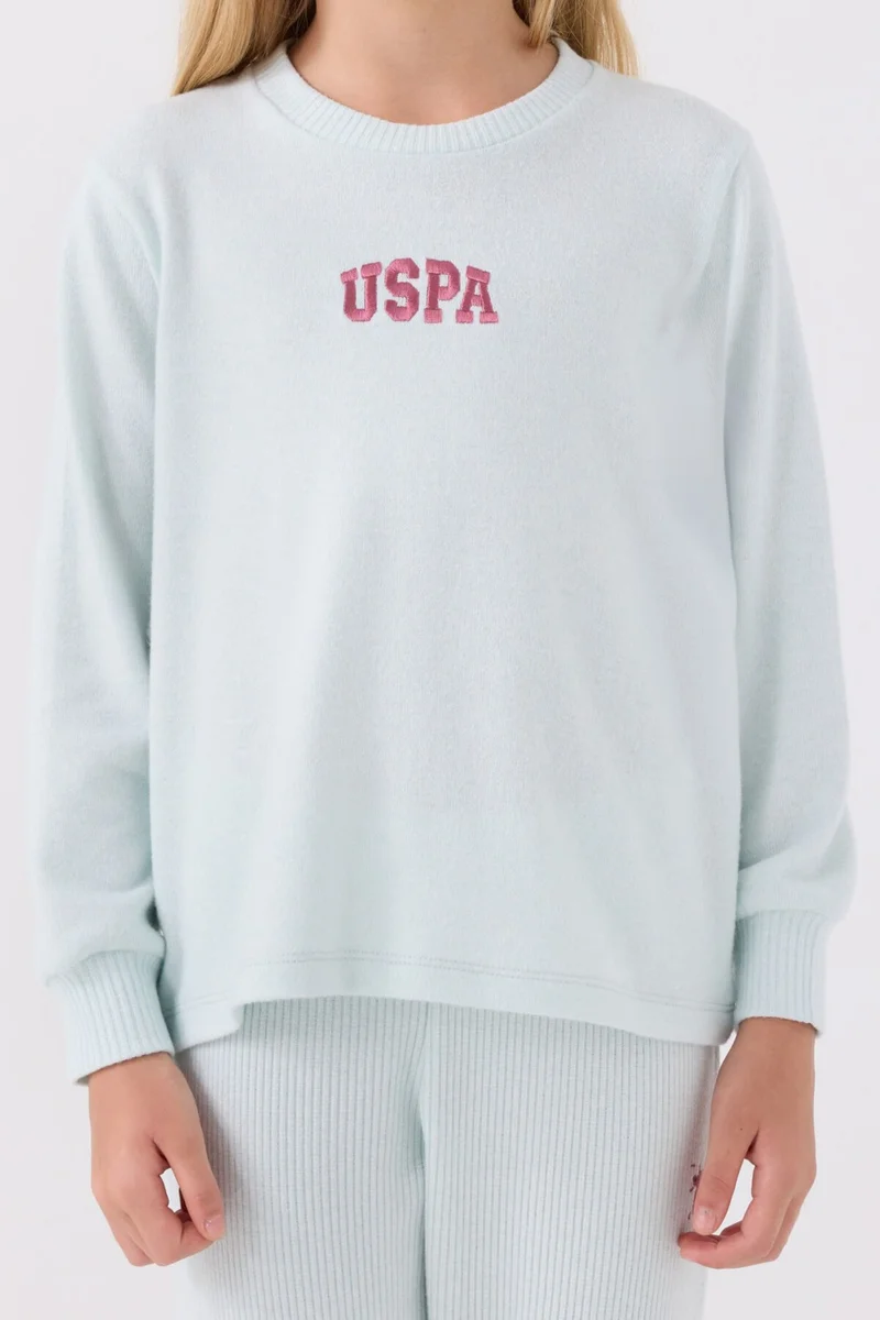 U.S. Polo Assn. Us Polo Girls Long Sleeve Pajama Set US1987 Aqua Green