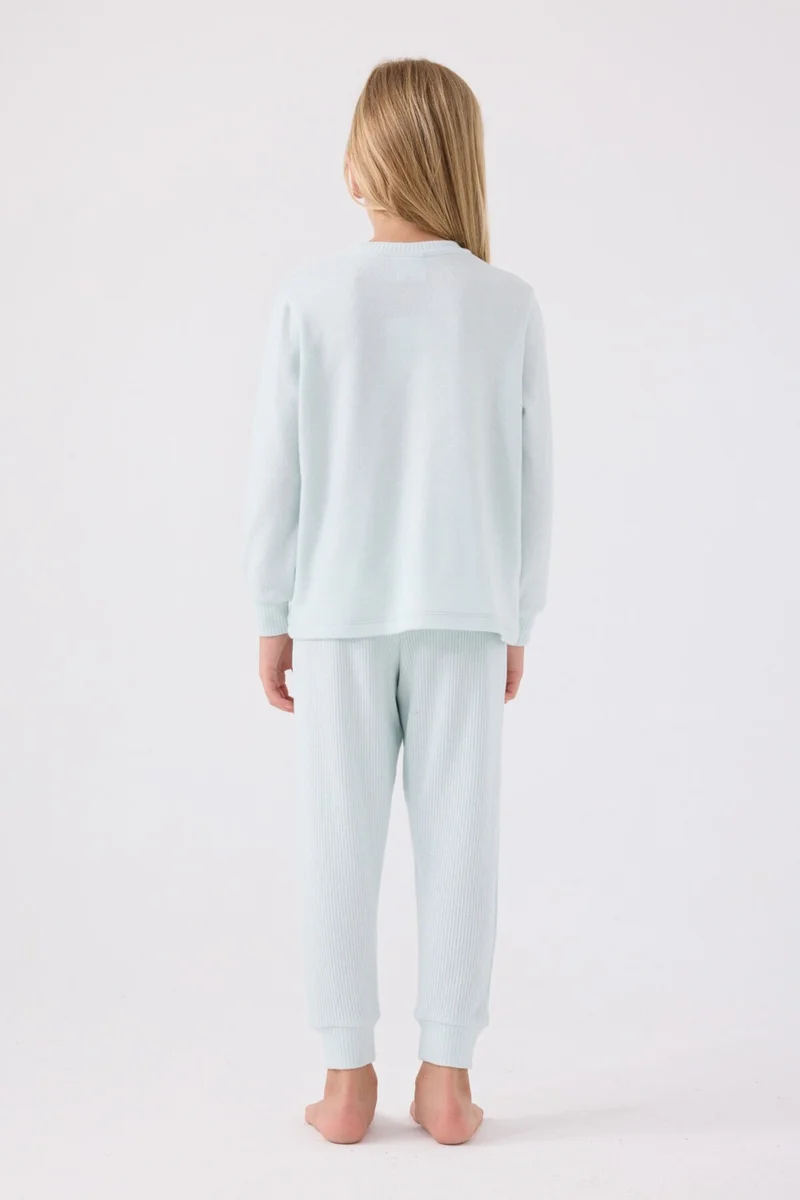 U.S. Polo Assn. Us Polo Girls Long Sleeve Pajama Set US1987 Aqua Green