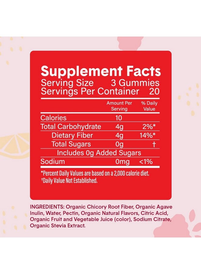 Bellway Super Fiber Gummies for Adults - Sugar Free Organic Fiber Supplement Gummies with 4g of Fiber per Serving - Prebiotic Chicory Root Fiber for Digestive Gut Health, Raspberry Lemon, 60 Count - Image 4