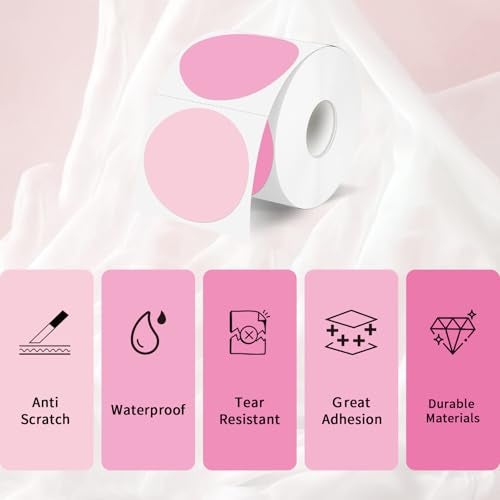 YEGAWEN 2 Inch Round Thermal Label Stickers, Pink Gradient Circle Thermal Stickers Labels, Direct Thermals Printer Label for Logo Design-300 Sheets/1 Roll - Image 3