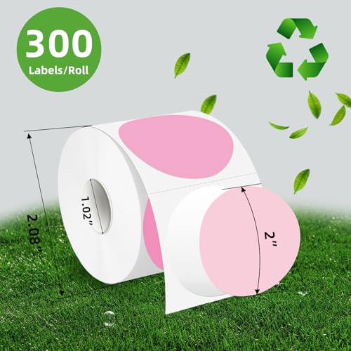 YEGAWEN 2 Inch Round Thermal Label Stickers, Pink Gradient Circle Thermal Stickers Labels, Direct Thermals Printer Label for Logo Design-300 Sheets/1 Roll - Image 2