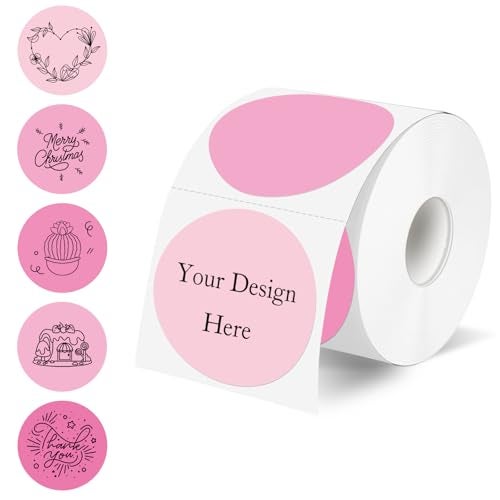 YEGAWEN 2 Inch Round Thermal Label Stickers, Pink Gradient Circle Thermal Stickers Labels, Direct Thermals Printer Label for Logo Design-300 Sheets/1 Roll - Image 1
