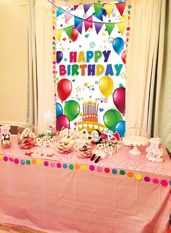 GYA 3x6ft Colorful Kids Birthday Party Door Banner Children Newborn Baby Shower Happy Birthday Background Balloons Candy Bar Gifts Backdrops Kids Celebration Party Decor - Image 4