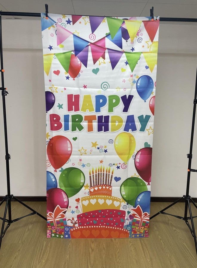 GYA 3x6ft Colorful Kids Birthday Party Door Banner Children Newborn Baby Shower Happy Birthday Background Balloons Candy Bar Gifts Backdrops Kids Celebration Party Decor - Image 3