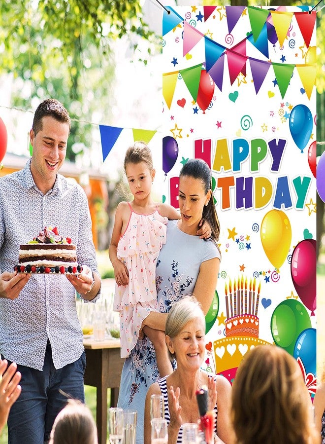GYA 3x6ft Colorful Kids Birthday Party Door Banner Children Newborn Baby Shower Happy Birthday Background Balloons Candy Bar Gifts Backdrops Kids Celebration Party Decor - Image 2