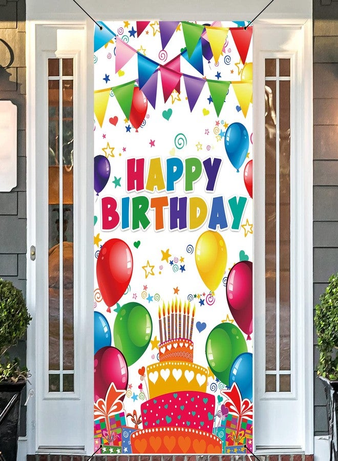 GYA 3x6ft Colorful Kids Birthday Party Door Banner Children Newborn Baby Shower Happy Birthday Background Balloons Candy Bar Gifts Backdrops Kids Celebration Party Decor - Image 1