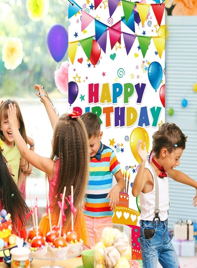 GYA 3x6ft Colorful Kids Birthday Party Door Banner Children Newborn Baby Shower Happy Birthday Background Balloons Candy Bar Gifts Backdrops Kids Celebration Party Decor - Image 5