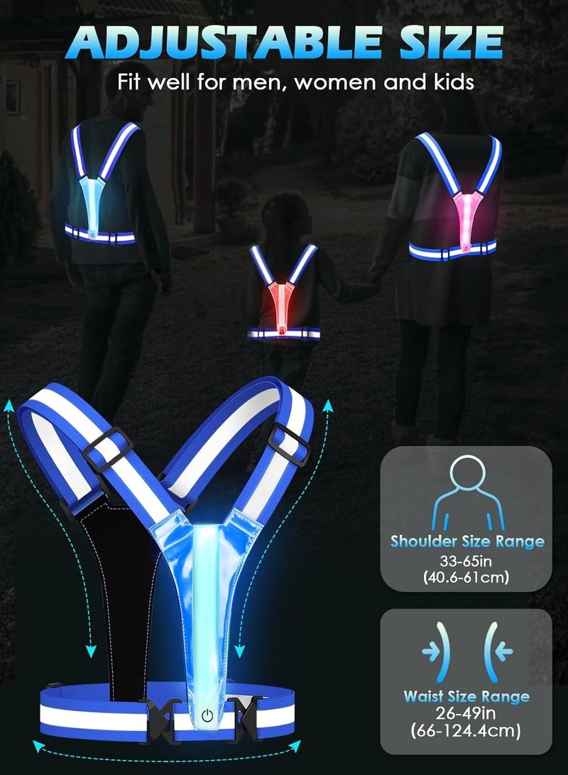 Generic LED Reflective Vest, 5 Lights Colors High Visibility Reflective Running Gear, Rechargeable Light Up Running Vest for Walking/Running/Cycling, Adjustable for Men/Women/Kids (Blue) - Image 5