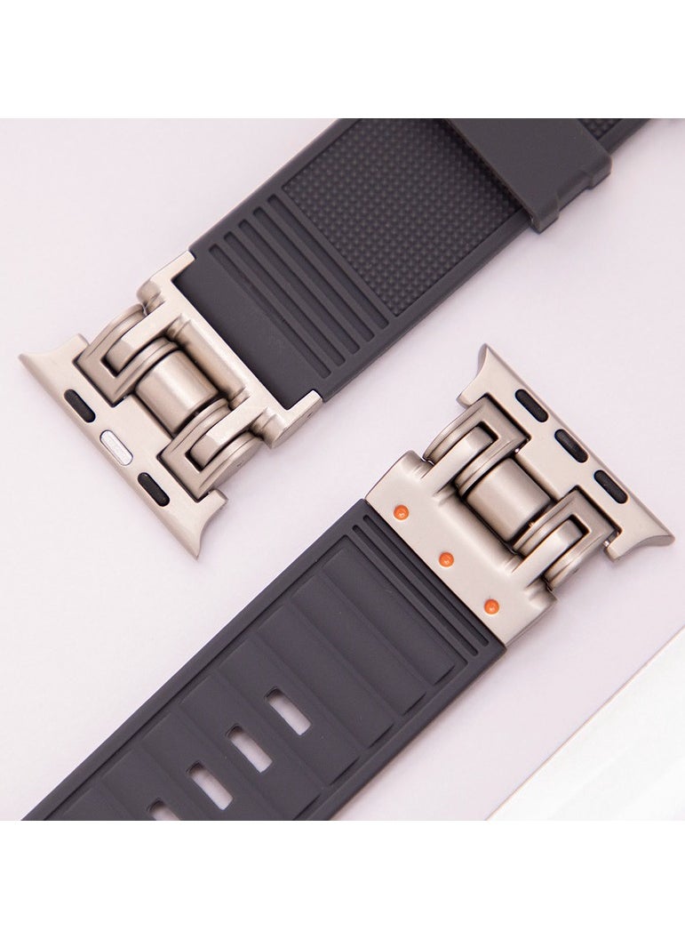 Samu - Apple Watchband  For Ultra 1/2 49mm, Series 9/8/SE2/7/6/SE/5/4/3/2/1 45mm/44mm/42mm Durable Metal Connector Band - Orange - Image 1