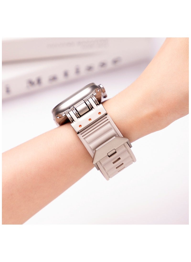 Samu - Apple Watchband  For Ultra 1/2 49mm, Series 9/8/SE2/7/6/SE/5/4/3/2/1 45mm/44mm/42mm Durable Metal Connector Band - Orange - Image 1