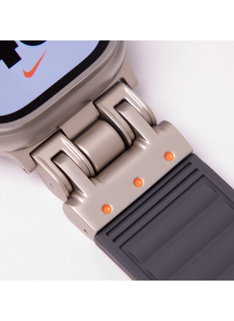 Samu - Apple Watchband  For Ultra 1/2 49mm, Series 9/8/SE2/7/6/SE/5/4/3/2/1 45mm/44mm/42mm Durable Metal Connector Band - Orange - Image 1