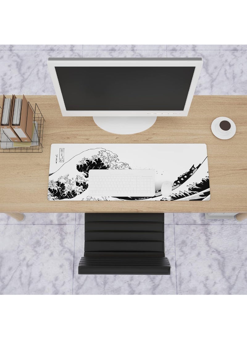 Rock Pow - Large Gaming Mouse Pad with Stitched Edges Japanese Wave Anime Desk Mat Extended XL Mousepad with Anti-Slip Base Spill-Resistant Desk Pad for Keyboard and Mouse 800 * 300 * 3mm - Image 1