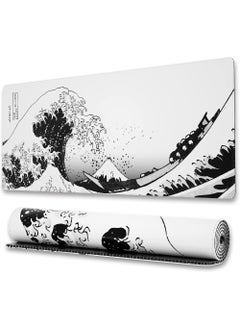 Rock Pow Large Gaming Mouse Pad with Stitched Edges Japanese Wave Anime Desk Mat Extended XL Mousepad with Anti-Slip Base Spill-Resistant Desk Pad for Keyboard and Mouse 800 * 300 * 3mm  - Image 1