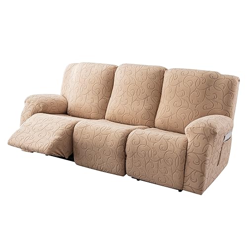 YUEANG Recliner Sofa Covers Sectional Couch Cover for Reclining Couch 3 Seat, 5-Pieces 3 Cushion Sofa Stretch Recliner Sofa Slipcover, Soft Jacquard Furniture Dog Couch Cover Protector - Image 1