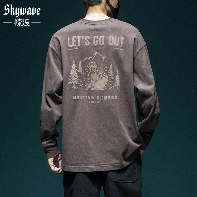 American-Style Retro Long-Sleeved T-Shirt Men'S Autumn Trendy Men'S Inner Top Fat Loose Plus Size Bottoming Shirt - Image 3