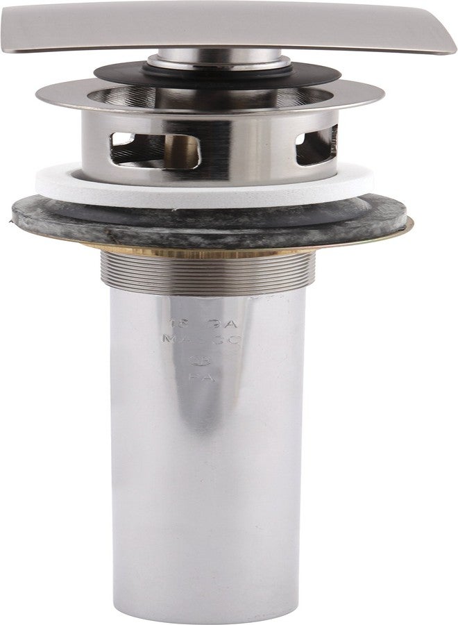 Delta 72175-SS Square Push Pop-Up Bathroom Sink Drain with Overflow, Stainless - Image 1