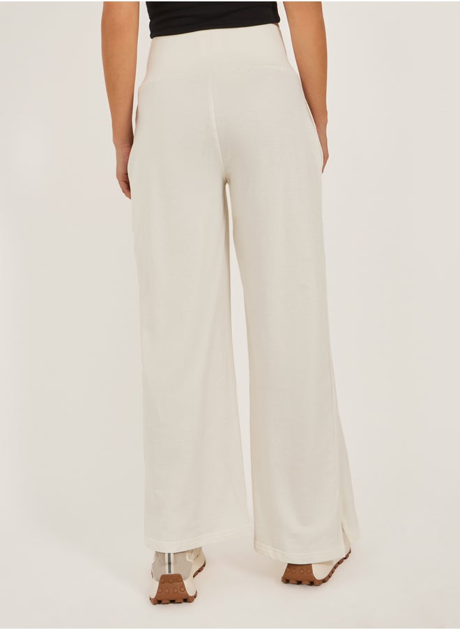 Styli Styli Badge Detail Wide Leg Joggers with Side Slit  - Image 5