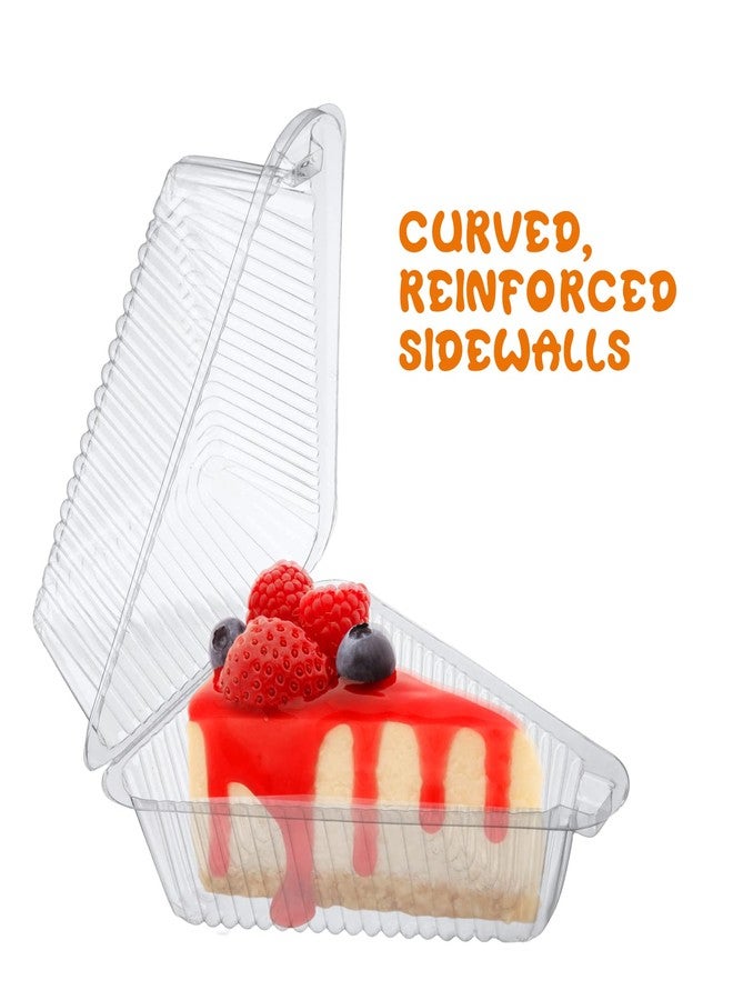 Yiphates 200 Pcs Transparent Cake Slice Containers Plastic Containers with Lids 5“ Clear Medium Hinged Lid Cheesecake Pie Container Disposable to Go Box Food Containers for Take Out Packaging - Image 3