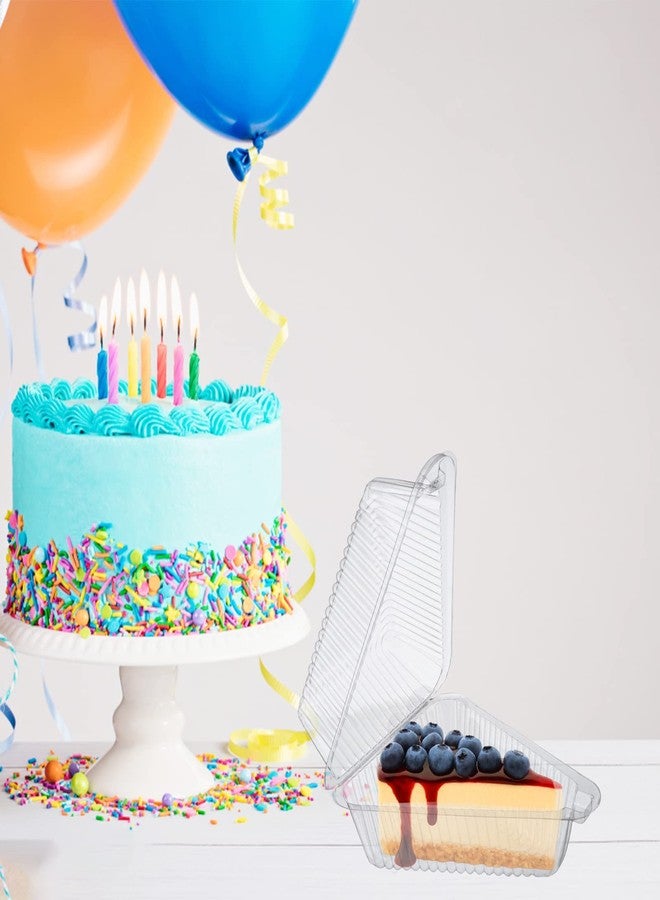 Yiphates 200 Pcs Transparent Cake Slice Containers Plastic Containers with Lids 5“ Clear Medium Hinged Lid Cheesecake Pie Container Disposable to Go Box Food Containers for Take Out Packaging - Image 5