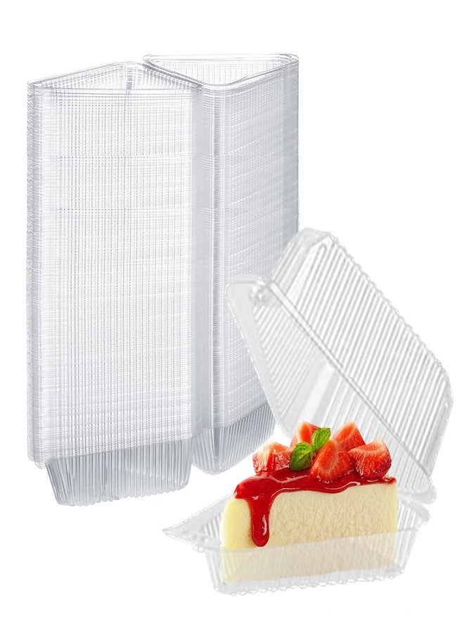 Yiphates 200 Pcs Transparent Cake Slice Containers Plastic Containers with Lids 5“ Clear Medium Hinged Lid Cheesecake Pie Container Disposable to Go Box Food Containers for Take Out Packaging - Image 1