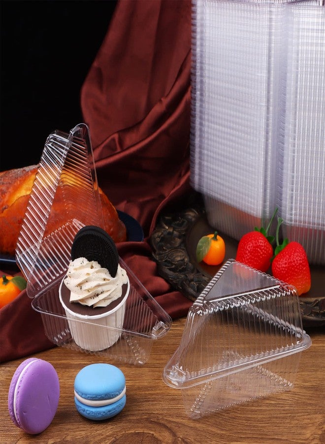 Yiphates 200 Pcs Transparent Cake Slice Containers Plastic Containers with Lids 5“ Clear Medium Hinged Lid Cheesecake Pie Container Disposable to Go Box Food Containers for Take Out Packaging - Image 4