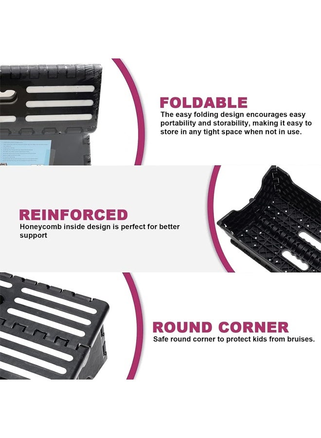 DUNISO Sturdy And Durable Portable Folding Step Stool With Semi-Folding Steps, Non-Slip Step Stool, Sturdy And Durable, Suitable For Kitchen, Bathroom, Bedroom, Children Or Adults, Convenient For Climbing High Beds Or Stairs.  - Image 3