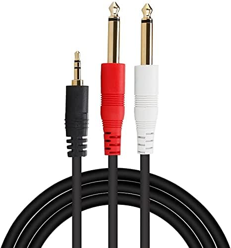 KEBILSHOP 3.5mm Stereo to Dual 6.3mm Mono Jack Audio Y Splitter Cable for Phone, Multimedia Speakers,Guitar, Sound Mixers, Other Professional Audio Equipment (4ft/1.2m, 1/PCS BLACK) - Image 2