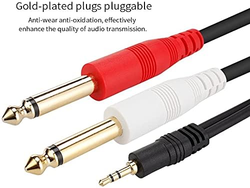 KEBILSHOP 3.5mm Stereo to Dual 6.3mm Mono Jack Audio Y Splitter Cable for Phone, Multimedia Speakers,Guitar, Sound Mixers, Other Professional Audio Equipment (4ft/1.2m, 1/PCS BLACK) - Image 3
