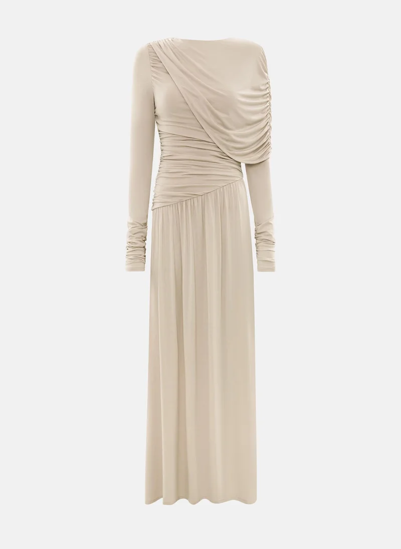 ليتشي فستان ماكسي محبوك بكتف واحد منسدل