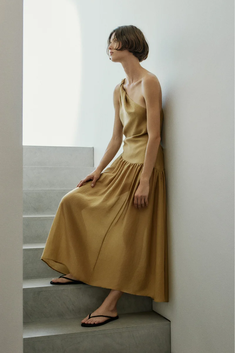 Twist-detail one-shoulder dress
