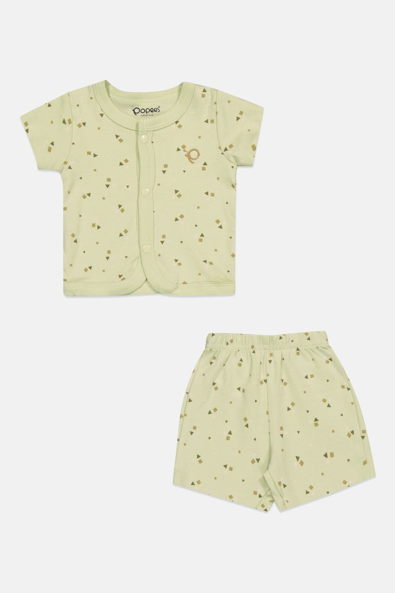 POPEES Toddlers Boy 2 Pcs Graphic Print Top And Bottom Set, Mint Greem - Image 2