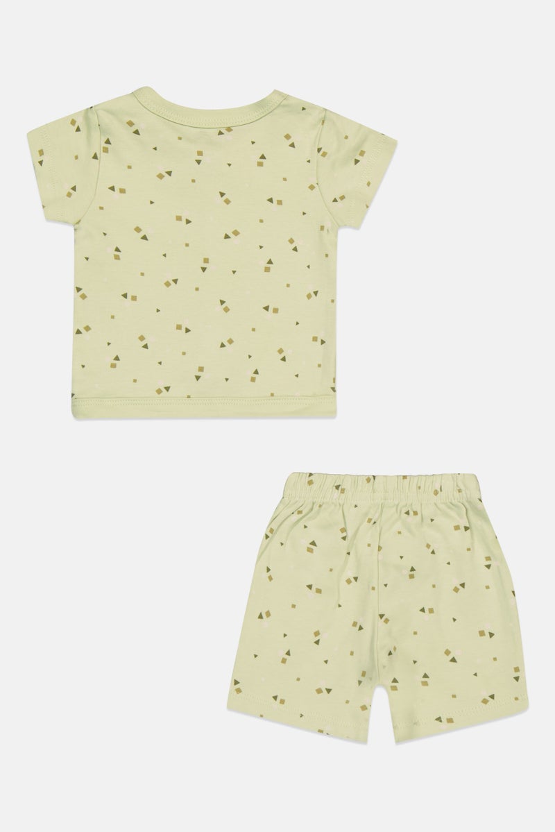 POPEES Toddlers Boy 2 Pcs Graphic Print Top And Bottom Set, Mint Greem - Image 3