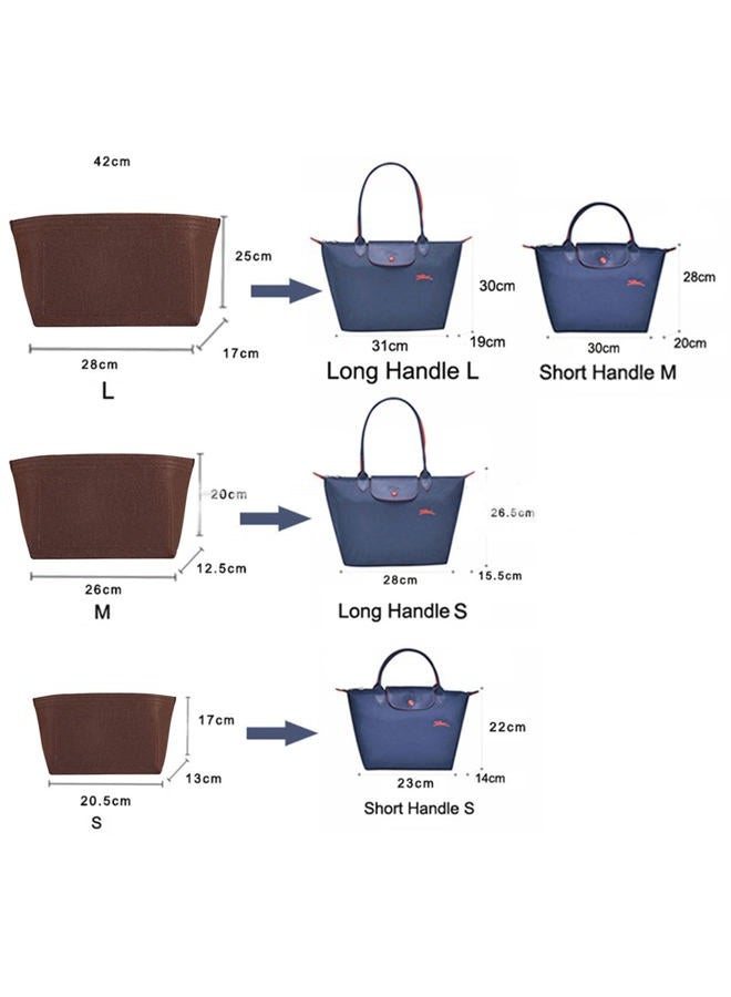 Lckaey tote bag organizer insert for Longchamp le pliage large tote insert felt purse zipper bag organizer 1028beige-M - Image 4
