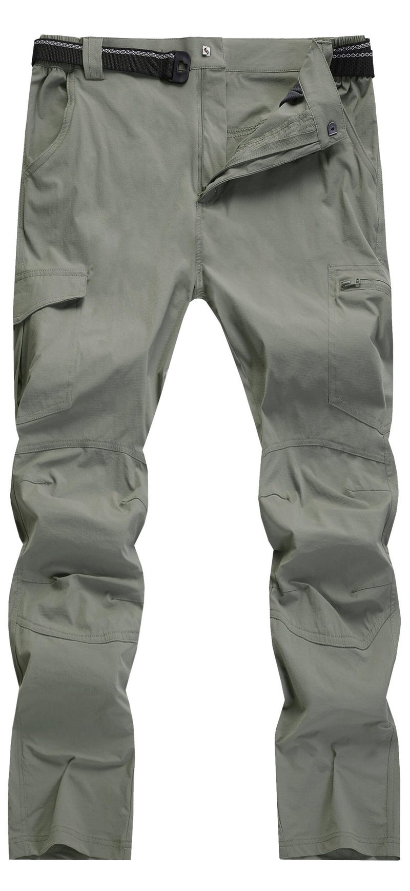 AREOUTS Men's Cargo Work Hiking Pants Lightweight Water Resistant Quick Dry Fishing Travel Camping Outdoor Breathable Multi Pockets Sage Green XXL - Image 2