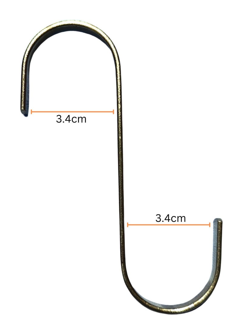 ORTUK 12pcs Heavy Duty S Hooks for Hanging, Strong Stainless Steel S Shaped Hooks for Kitchenware, Gold Chrome Finish Hanging Flat Hooks, S Hanger for Pans, Clothes, Pots, Utensils, Plants, Gardening Tools  - Image 2