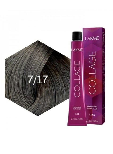 Collage Permanent Hair Color 7/17 Ash Blue Medium Blonde   60 Ml