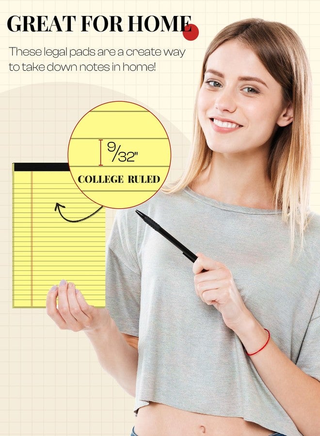 Aidunmis Yellow Note Pads 5x8 Small Legal Pads College Ruled Notepad for Office 6 Pack Yellow Writing Pads 5x8 Narrow Ruled Paper Pads 25 Lines 80 GSM Paper Tablets 5x8" Lined Notepads With 30 Sheets Per Pad - Image 3