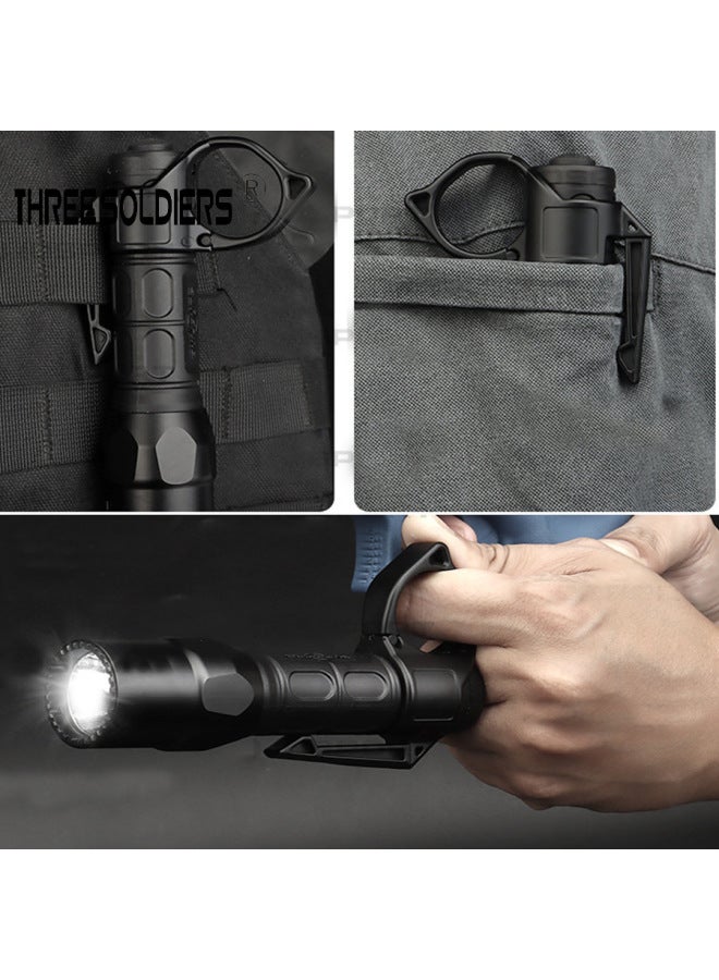 1 Inch Tactical Flashlight Portable Bracelet Clip Outdoor Mountaineering Hiking Flashlight Hanging Buckle Fit Inner Diameter 2.2CM-Color:Mud Color