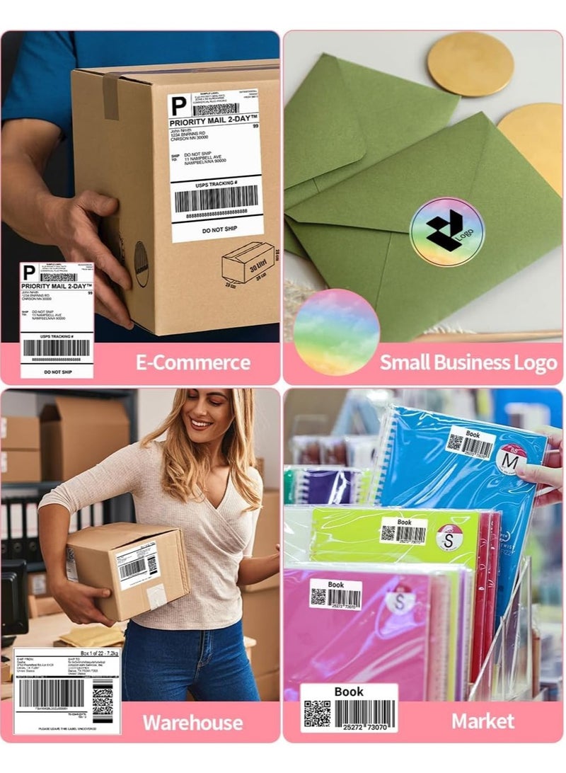 241-BT Bluetooth Thermal Label Printer, Wireless Shipping Label Printer for Small Business, Label Printer for Shipping Packages, Compatible with iPhone, Android (White+Pink) - Image 4