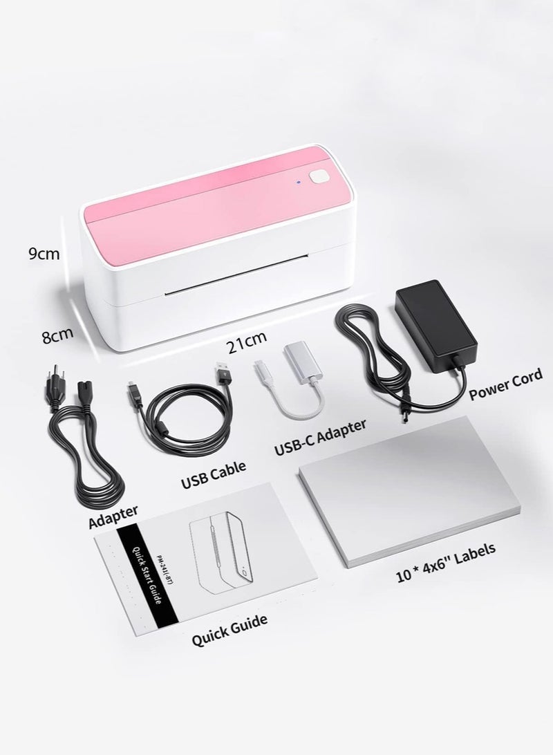 241-BT Bluetooth Thermal Label Printer, Wireless Shipping Label Printer for Small Business, Label Printer for Shipping Packages, Compatible with iPhone, Android (White+Pink) - Image 5