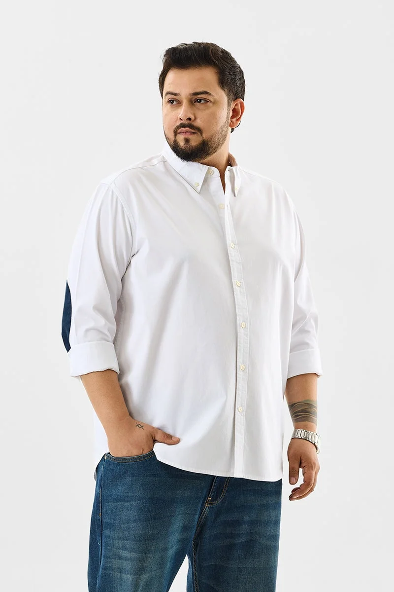 SNITCH White Elbow Patch Plus Size Shirt