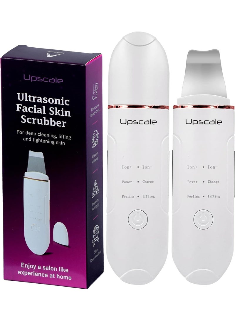 UPSCALE Premium Facial Ultrasonic Skin Scrubber Spatula For Deep Facial Cleansing, Facial Lifting Treatment, White - Image 1