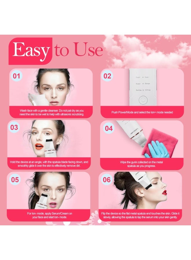 UPSCALE Premium Facial Ultrasonic Skin Scrubber Spatula For Deep Facial Cleansing, Facial Lifting Treatment, White - Image 3