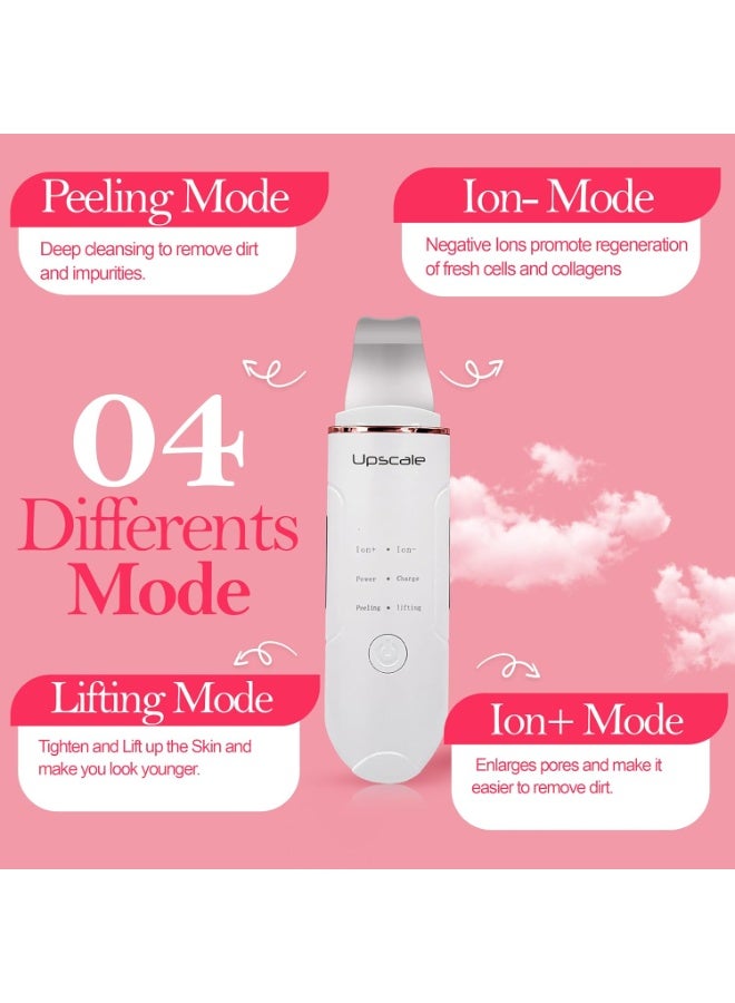 UPSCALE Premium Facial Ultrasonic Skin Scrubber Spatula For Deep Facial Cleansing, Facial Lifting Treatment, White - Image 2