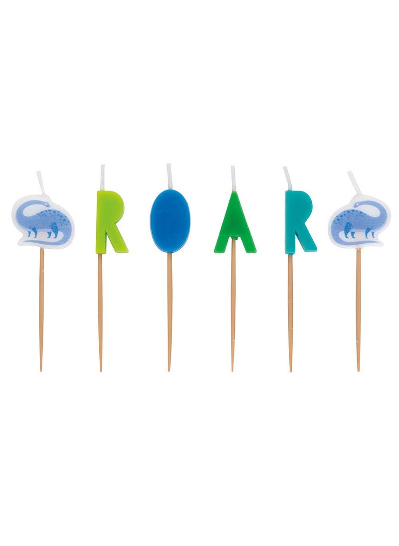 Unique Dinosaur Roar Birthday Cake Candles Blue Green Wax 6cm 6-Pack - Image 2