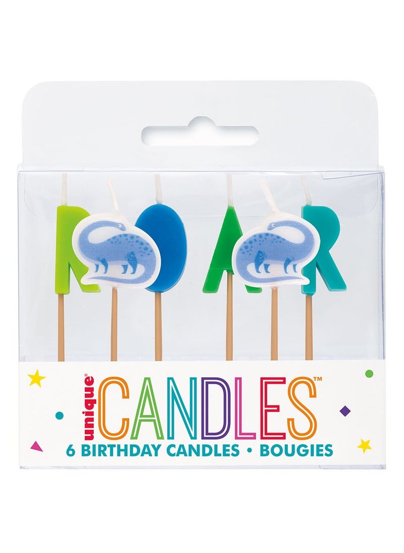 Unique Dinosaur Roar Birthday Cake Candles Blue Green Wax 6cm 6-Pack - Image 3