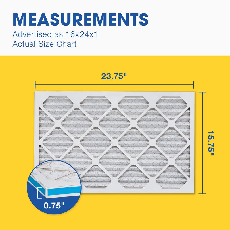 Aerostar 16x24x1 MERV 8 Air Filter, 6 Count, ACTUAL SIZE (15.75 x 23.75 x 0.75 ), HVAC, Air Conditioning & Furnace Filter Captures Dust, Lint & Pollen (MPR 600 / FPR 5), Made in USA - Image 2