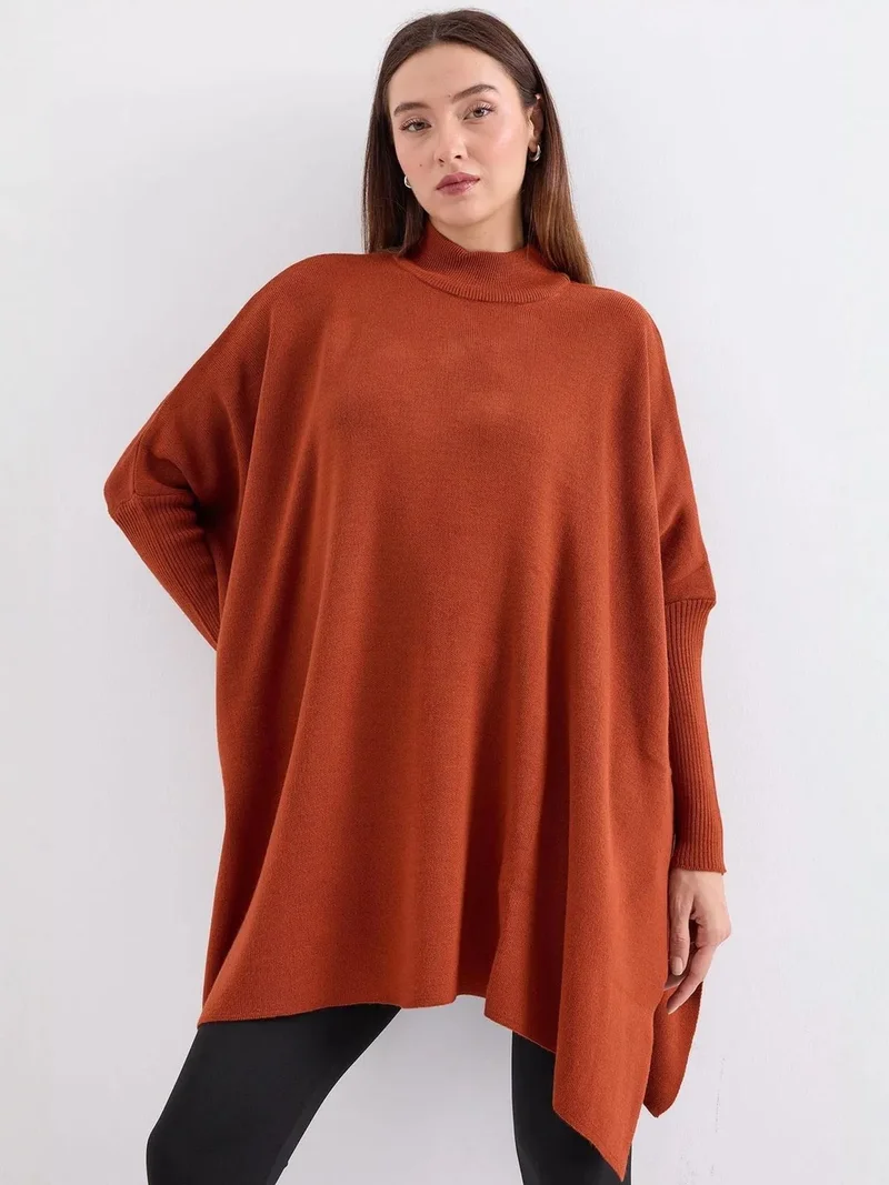 BIG DART BDART Slit Detailed Half Turtleneck Loose Sweater