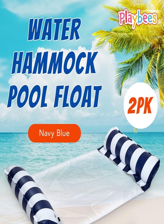 Playbees Hammock Pool Float Blue Multi-Purpose Inflatable Water Pool Floats Fun Pool Float Lounger for Adults and Kids, Saddle Lounge Chair Hammock Drifter Summer Events Pool Parties (2 PK) - Image 2